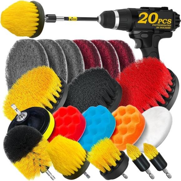 20Pack Drill Brush Attachments Set, Scrub Pads & Sponge, Buffing Pads,PowerBrush - Picture 1 of 7